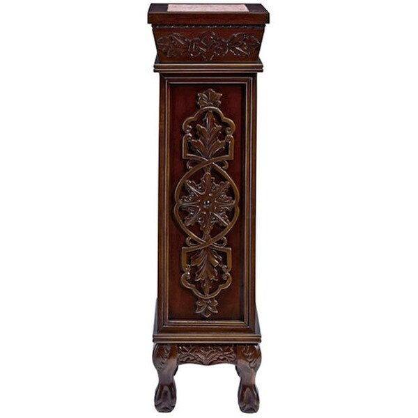 Filigree topped Dragonfly Stained Glass Lighted Pedestal Ornate Column